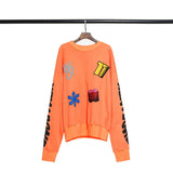 We11done Hoodie Autumn and Winter Chocolate Snowflake Puff Print round Neck Pullover for Men and Women