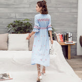 Beth Dutton Bohemian Dress Summer Spring Midi Dresses Embroidered Dress for Women Seaside Vacation Dress