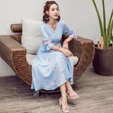 Beth Dutton Bohemian Dress Summer Spring Midi Dresses Embroidered Dress for Women Seaside Vacation Dress