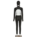 Women's Spring Clothing Long Sleeve High Neck Sexy Backless Hip Raise Skinny Sports Jumpsuit