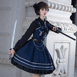 Gothic Lolita Harajuku Style Clothing Military Style Lolita Small Skirt JSK Pure Color Army Lo Cloak Autumn and Winter