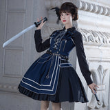 Gothic Lolita Harajuku Style Clothing Military Style Lolita Small Skirt JSK Pure Color Army Lo Cloak Autumn and Winter