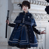 Gothic Lolita Harajuku Style Clothing Military Style Lolita Small Skirt JSK Pure Color Army Lo Cloak Autumn and Winter