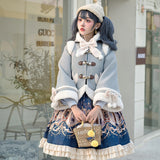 Gothic Lolita Harajuku Style Clothing Lolita Autumn and Winter Cape Coat Thickened Cloth New Year Coat