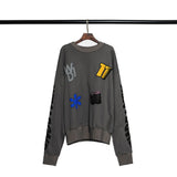 We11done Hoodie Autumn and Winter Chocolate Snowflake Puff Print round Neck Pullover for Men and Women