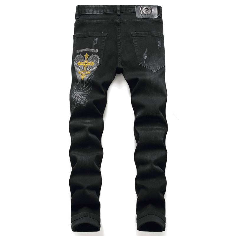 CHH Chrome Hearts Jeans Men's Jeans Printed Black Slim Pants