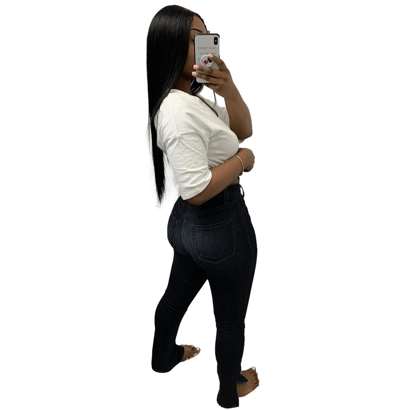 Women plus Size Jeans Fashion Slim Fit Slit Jeans
