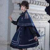 Gothic Lolita Harajuku Style Clothing Military Style Lolita Small Skirt JSK Pure Color Army Lo Cloak Autumn and Winter