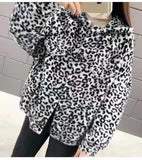 Women Dalmatian Coat Leopard Print Wool Coat Thick Loose Short