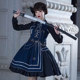 Gothic Lolita Harajuku Style Clothing Military Style Lolita Small Skirt JSK Pure Color Army Lo Cloak Autumn and Winter