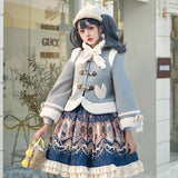 Gothic Lolita Harajuku Style Clothing Lolita Autumn and Winter Cape Coat Thickened Cloth New Year Coat