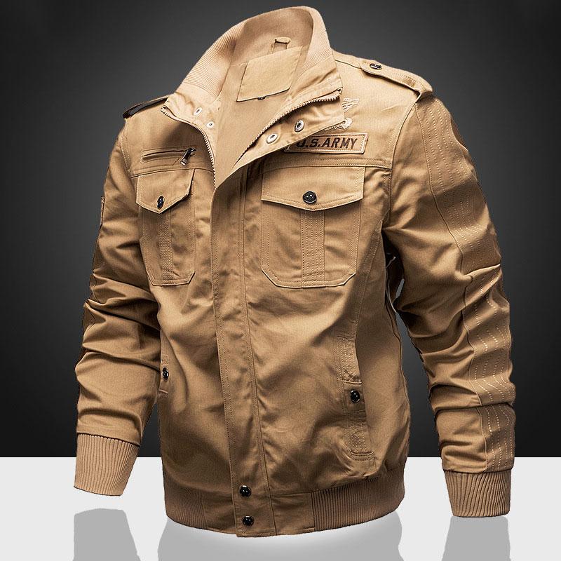 Men Fit Bomber Jacket Windbreaker Moto Street Coat Autumn Workwear Men's Jacket Casual Stand Collar Badge Embroidery