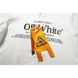 Off White Sweatshirt Long Sleeve Autumn Shirt Letter Splicing Danger Warning Pure Cotton All-Matching Shirt