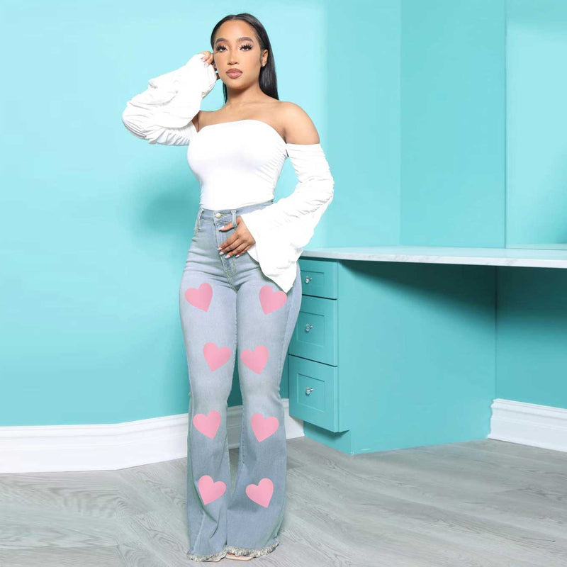 Women Plus Size Jeans High Waist Slim Denim Pants