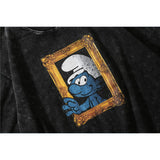 Men T Shirt Summer Casual Tops Blue Elf Printed Short Sleeve T-shirt Fashion round Neck Half Sleeve T-shirt