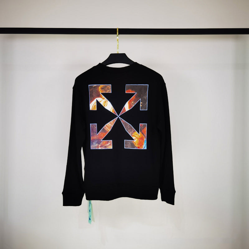 Off White Sweatshirts Long Sleeve round Neck Neck Sweater Autumn Oil Painting Series round Neck Men and Women