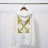 Off White Zipper Hoodie Autumn and Winter Zipper Hooded Jacket Sweater