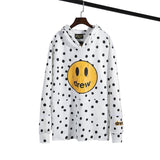 Justin Bieber Drew House Spring and Autumn Sweater Drew Polka Dot Smiley Printed Hip Hop Men's and Women's Casual Hooded Sweater