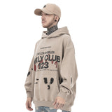 Rrr123 Hoodie Hip Hop Retro Distressed Casual Loose-Fitting Hoodie Sweatshirt
