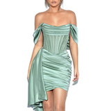 Mariah Carey Dress Sleeveless Dress Sexy Hip Skirt Green High-Elastic Pleated Dress