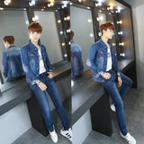 Cotton Solid Men's Denim Trucker Jacket Mens Spring Autumn Casual Slim Fit Bomber Jackets Men Jean Coat Men Outwear Male Cowboy plus Size Men's