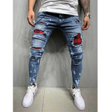 J Shaped Jeans High Quality Men's Jeans Paint Ripped Fashion Popular
