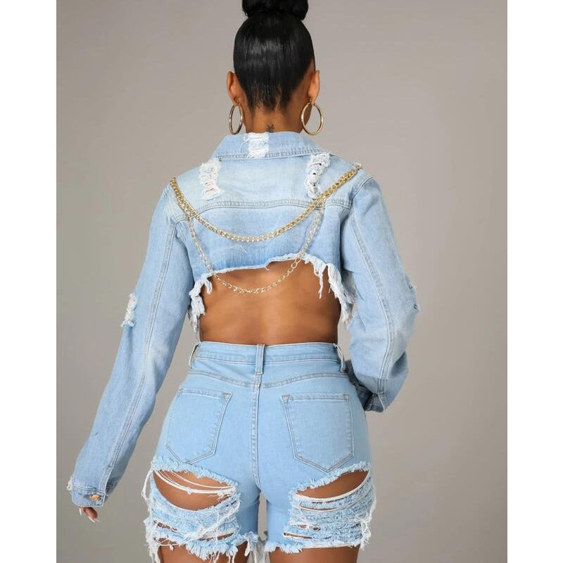 Women Denim Jacket Short Denim Coat Shawl for Women