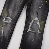 Amiri Jeans Casual Hip Hop Wash Splash-Ink Painted Slim Jeans Casual Fashionable 5636