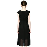 Black and White Dress Summer Chiffon Dress Slim-Fit Midi Dress