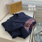 Harvard Sweatshirt English Letter Embroidered Crew Neck Pullover Gray