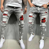 J Shaped Jeans High Quality Men's Jeans Paint Ripped Fashion Popular
