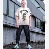 Present T Shirt Vintage Distressed Python Printed Loose Hole Knife Cut T-shirt