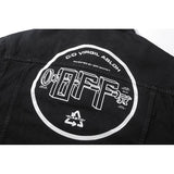 Arrow Denim Jacket Jean Coat Letters Washed Distressed Unisex Motorcycle Denim Jacket Owt