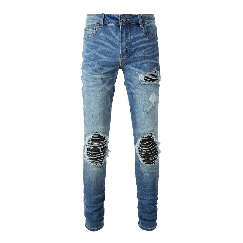 Amiri Jeans Casual Hip Hop Wash Splash-Ink Painted Slim Jeans Casual Fashionable 6520