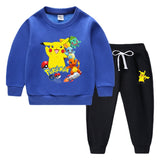 Children Pokemon Pikachu Hoodie & Pant Set Fleece Lined Padded Warm Keeping Winter Clothes Sweatershirt Suit
