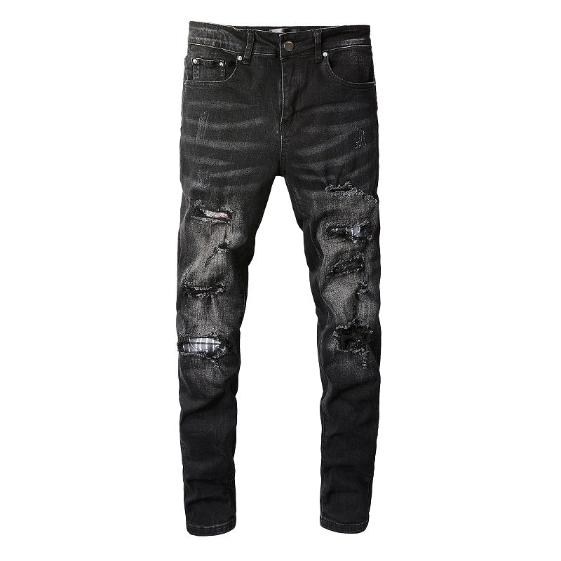 Amiri Jeans Casual Hip Hop Wash Splash-Ink Painted Slim Jeans Casual Fashionable 859