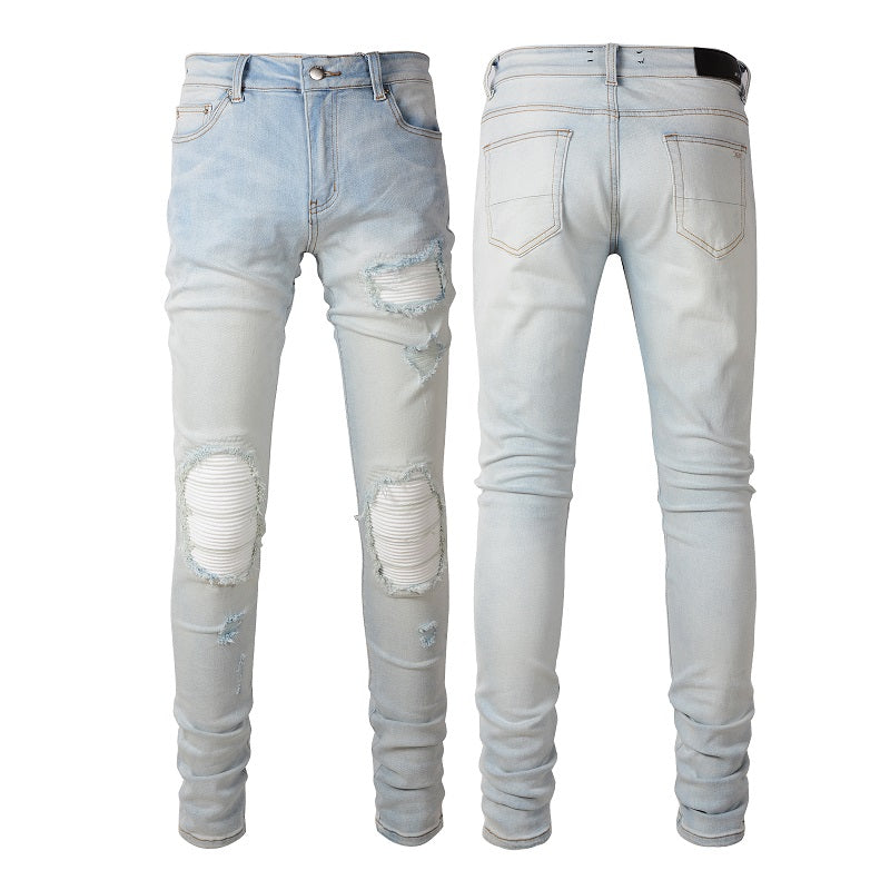 Amiri Jeans Casual Hip Hop Wash Splash-Ink Painted Slim Jeans Casual Fashionable 6624