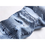 J Shaped Jeans Men's Ripped Denim Slim-Fit Straight Trousers