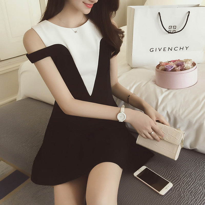 Black and White Dress Summer plus Size Dress Skirt