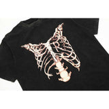 Present T Shirt Skeleton Printed round Neck Distressed Couple Loose