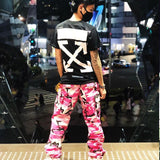 Hip Hop Camoufiage Print Savage Orange Camo Cargo Pants Spring and Autumn Workwear Camouflage Long Pants Loose Hip Hop plus Size