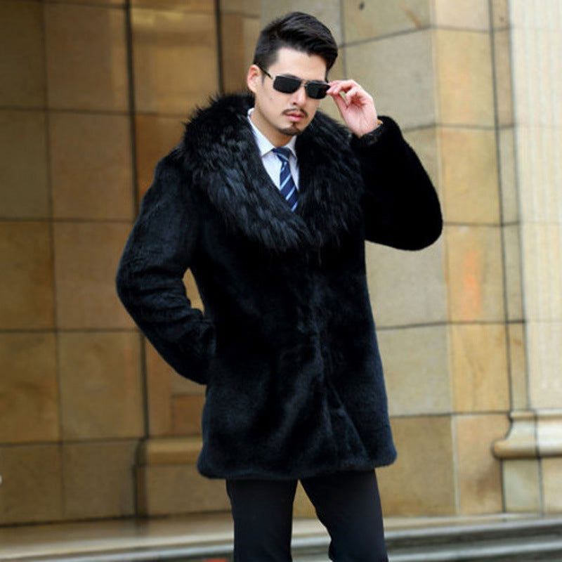 Beaver Coat Men Men Mink Fur Collar Coat Warm