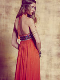 Women Dresses Tulle Sexy Backless Embroidered Beach Dress Maxi Skirt