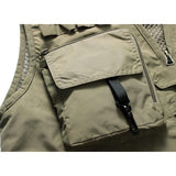 Men Utility Vest Work Zipper Tactical Work Vest Slim Pocket Jacket Vest Men's Outdoor Multi-Pocket