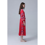 Women Dresses Bohemian Vacation Style V-neck Long Dress