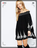 Women Dresses Embroidered Pattern Long Sleeve Dress