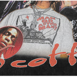Travis Scott Shirt Vintage Character Print Short Sleeve Hip Hop Rap T-shirt Distressed