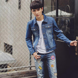 Cotton Solid Men's Denim Trucker Jacket Mens Spring Autumn Casual Slim Fit Bomber Jackets Men Jean Coat Men Outwear Male Cowboy Denim Jacket Trendy