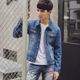 Cotton Solid Men's Denim Trucker Jacket Mens Spring Autumn Casual Slim Fit Bomber Jackets Men Jean Coat Men Outwear Male Cowboy Denim Jacket Trendy