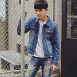 Cotton Solid Men's Denim Trucker Jacket Mens Spring Autumn Casual Slim Fit Bomber Jackets Men Jean Coat Men Outwear Male Cowboy Denim Jacket Trendy
